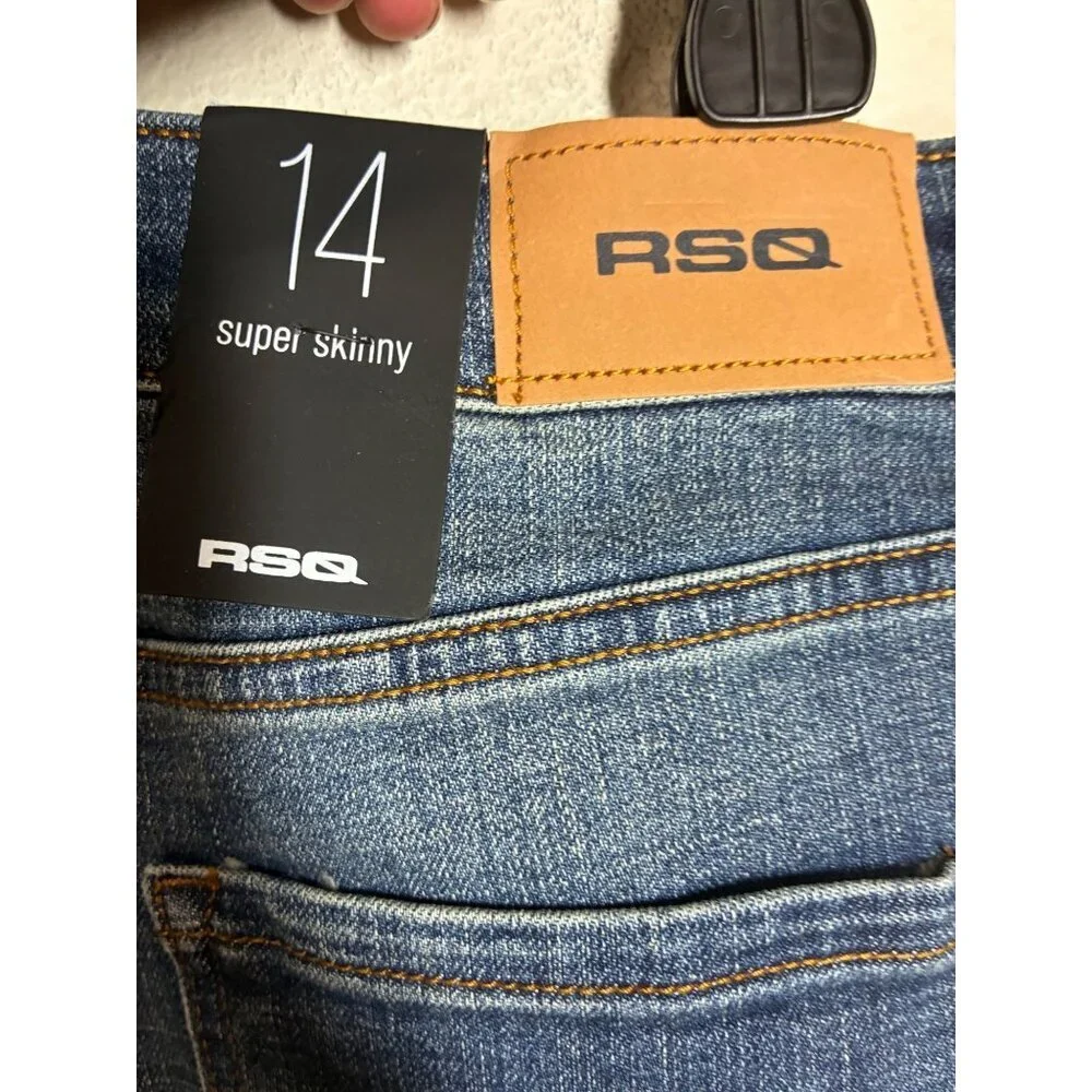 NWT RSQ Denim Blue Jeans Super Skinny Dark Wash Unisex Youth Size 14